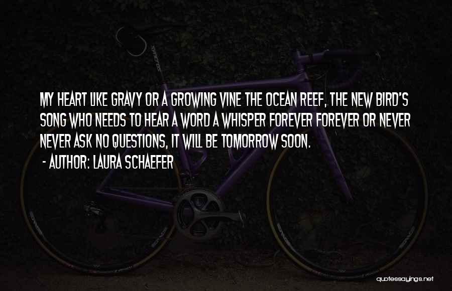 Laura Schaefer Quotes: My Heart Like Gravy Or A Growing Vine The Ocean Reef, The New Bird's Song Who Needs To Hear A