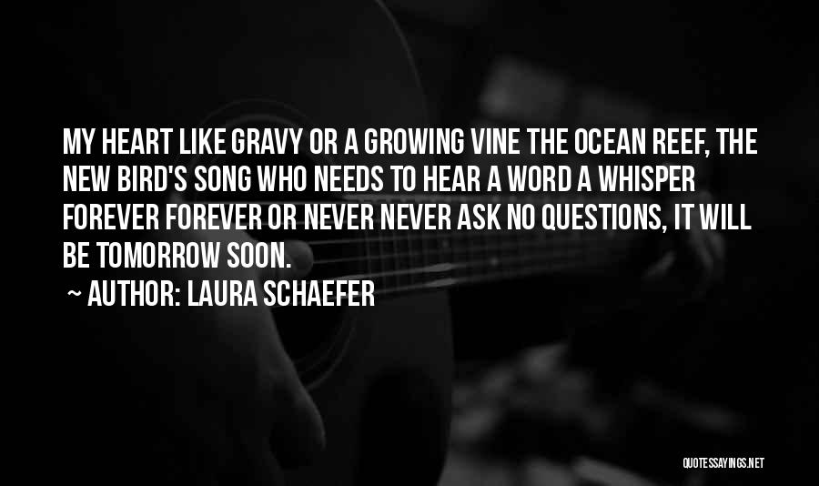 Laura Schaefer Quotes: My Heart Like Gravy Or A Growing Vine The Ocean Reef, The New Bird's Song Who Needs To Hear A
