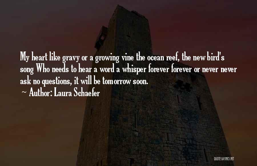 Laura Schaefer Quotes: My Heart Like Gravy Or A Growing Vine The Ocean Reef, The New Bird's Song Who Needs To Hear A