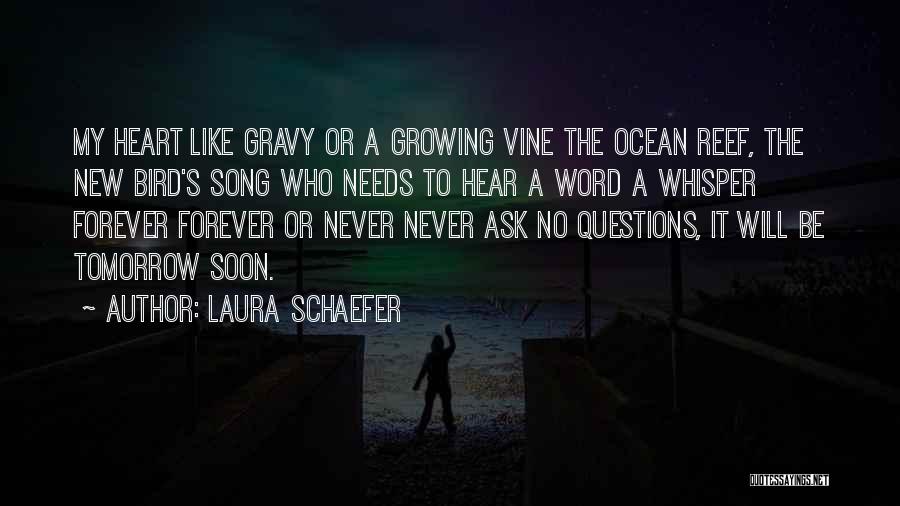 Laura Schaefer Quotes: My Heart Like Gravy Or A Growing Vine The Ocean Reef, The New Bird's Song Who Needs To Hear A