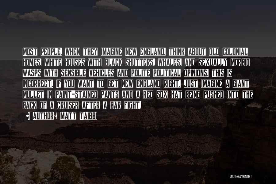 Matt Taibbi Quotes: Most People, When They Imagine New England, Think About Old Colonial Homes, White Houses With Black Shutters, Whales, And Sexually