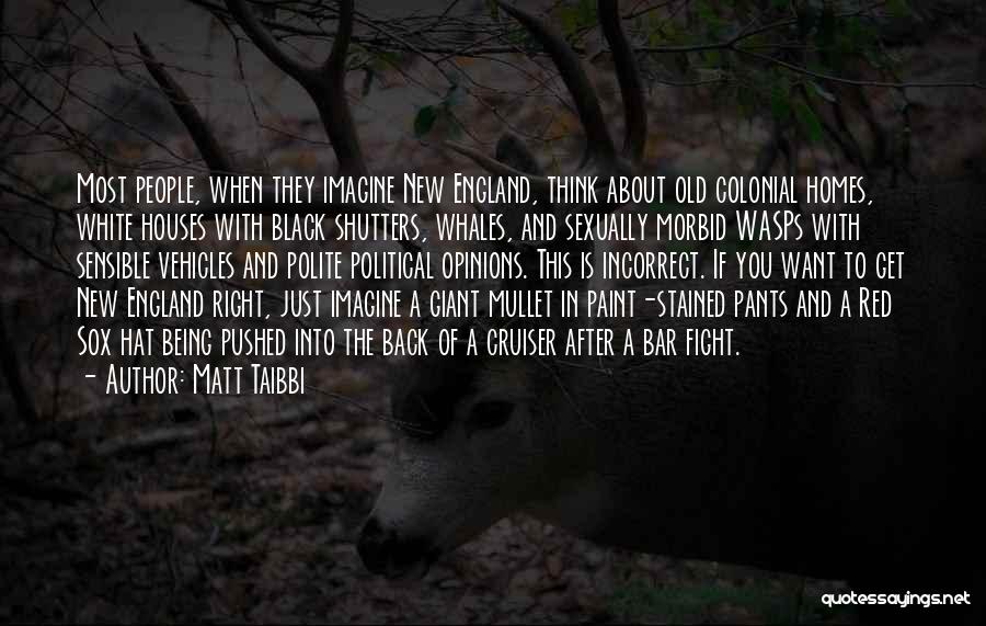 Matt Taibbi Quotes: Most People, When They Imagine New England, Think About Old Colonial Homes, White Houses With Black Shutters, Whales, And Sexually