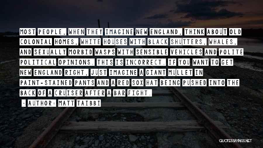 Matt Taibbi Quotes: Most People, When They Imagine New England, Think About Old Colonial Homes, White Houses With Black Shutters, Whales, And Sexually