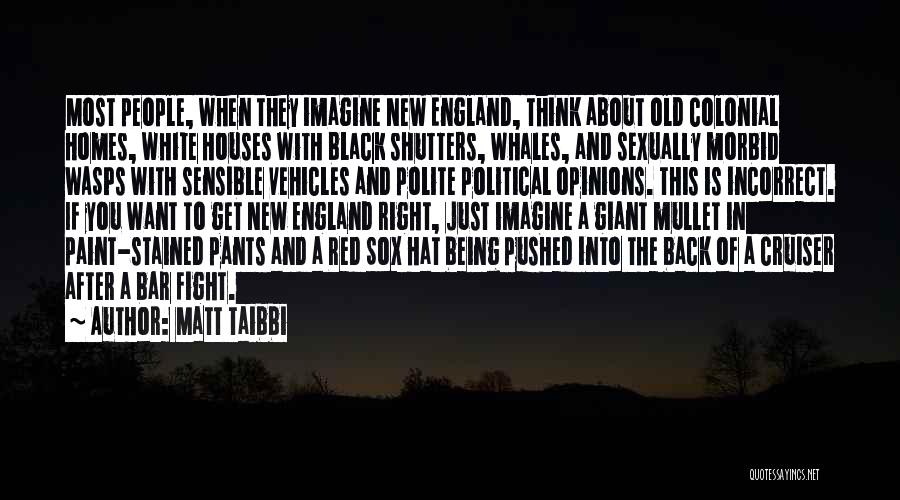 Matt Taibbi Quotes: Most People, When They Imagine New England, Think About Old Colonial Homes, White Houses With Black Shutters, Whales, And Sexually