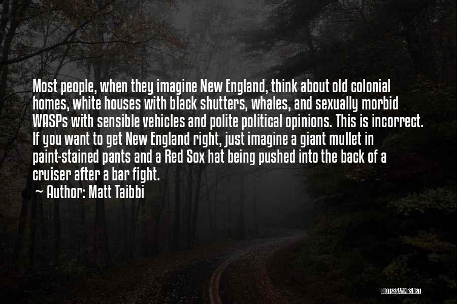 Matt Taibbi Quotes: Most People, When They Imagine New England, Think About Old Colonial Homes, White Houses With Black Shutters, Whales, And Sexually