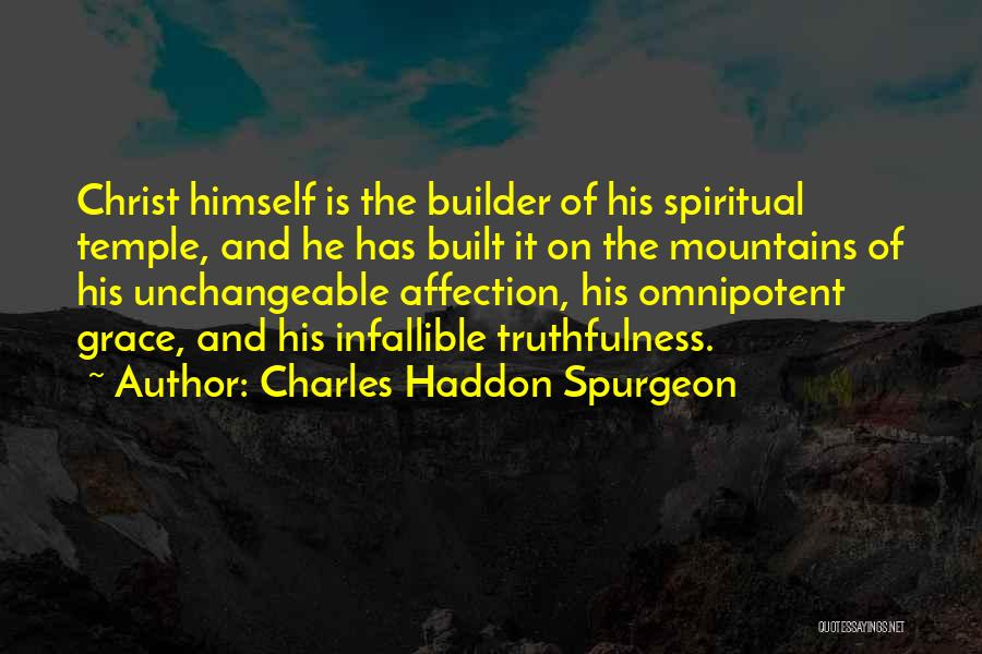 Charles Haddon Spurgeon Quotes: Christ Himself Is The Builder Of His Spiritual Temple, And He Has Built It On The Mountains Of His Unchangeable