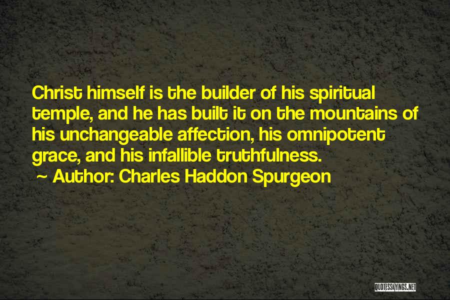 Charles Haddon Spurgeon Quotes: Christ Himself Is The Builder Of His Spiritual Temple, And He Has Built It On The Mountains Of His Unchangeable