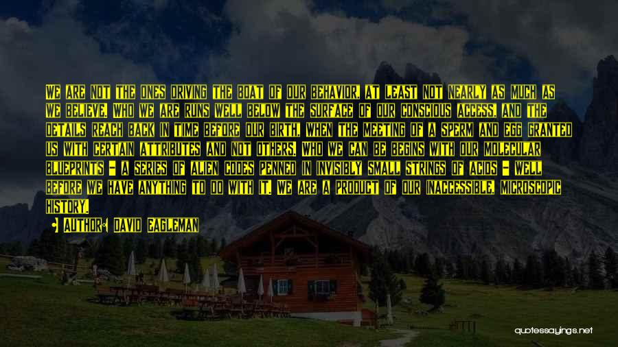 David Eagleman Quotes: We Are Not The Ones Driving The Boat Of Our Behavior, At Least Not Nearly As Much As We Believe.