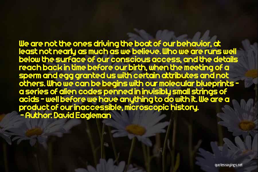 David Eagleman Quotes: We Are Not The Ones Driving The Boat Of Our Behavior, At Least Not Nearly As Much As We Believe.