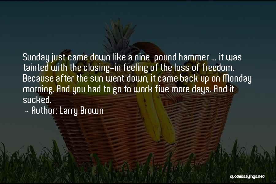 Larry Brown Quotes: Sunday Just Came Down Like A Nine-pound Hammer ... It Was Tainted With The Closing-in Feeling Of The Loss Of
