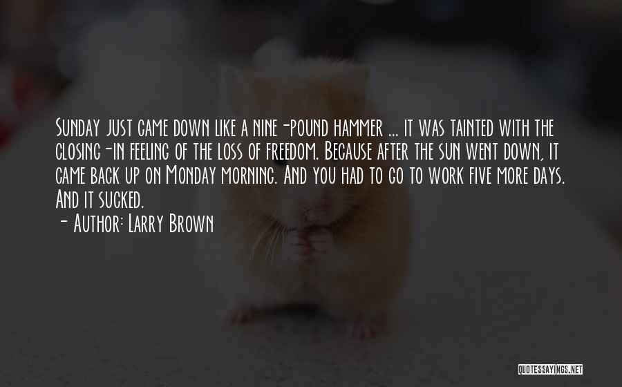 Larry Brown Quotes: Sunday Just Came Down Like A Nine-pound Hammer ... It Was Tainted With The Closing-in Feeling Of The Loss Of