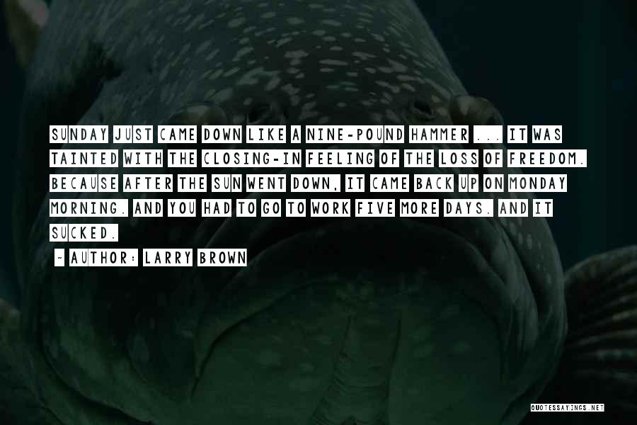 Larry Brown Quotes: Sunday Just Came Down Like A Nine-pound Hammer ... It Was Tainted With The Closing-in Feeling Of The Loss Of