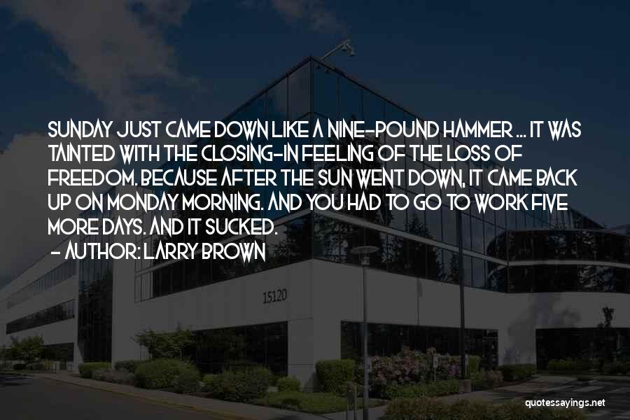 Larry Brown Quotes: Sunday Just Came Down Like A Nine-pound Hammer ... It Was Tainted With The Closing-in Feeling Of The Loss Of