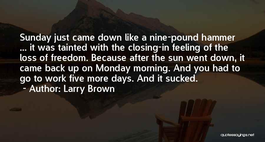 Larry Brown Quotes: Sunday Just Came Down Like A Nine-pound Hammer ... It Was Tainted With The Closing-in Feeling Of The Loss Of