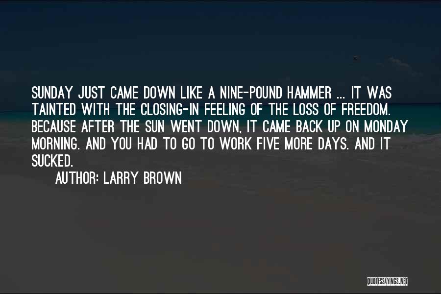 Larry Brown Quotes: Sunday Just Came Down Like A Nine-pound Hammer ... It Was Tainted With The Closing-in Feeling Of The Loss Of
