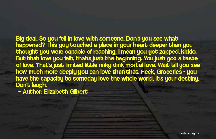 Elizabeth Gilbert Quotes: Big Deal. So You Fell In Love With Someone. Don't You See What Happened? This Guy Touched A Place In