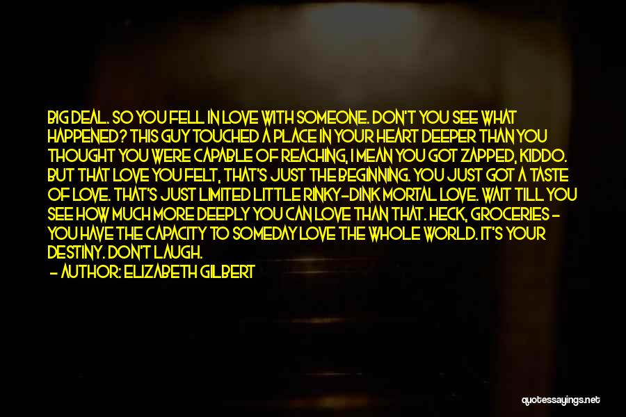 Elizabeth Gilbert Quotes: Big Deal. So You Fell In Love With Someone. Don't You See What Happened? This Guy Touched A Place In