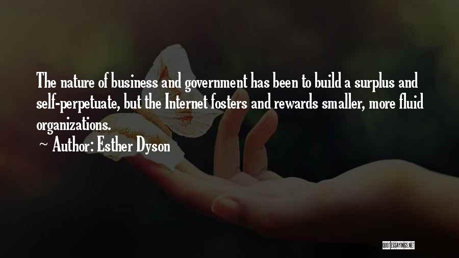 Esther Dyson Quotes: The Nature Of Business And Government Has Been To Build A Surplus And Self-perpetuate, But The Internet Fosters And Rewards