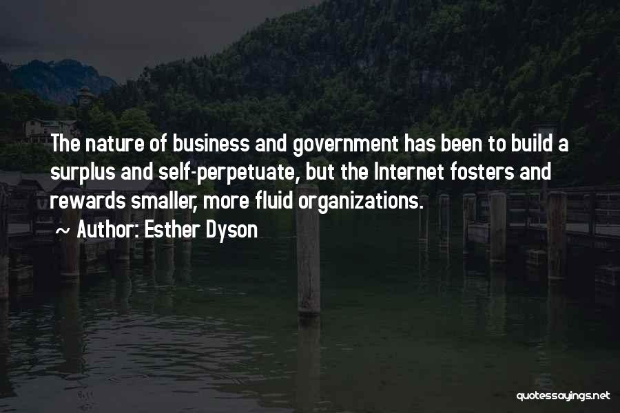 Esther Dyson Quotes: The Nature Of Business And Government Has Been To Build A Surplus And Self-perpetuate, But The Internet Fosters And Rewards