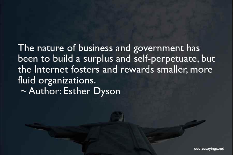 Esther Dyson Quotes: The Nature Of Business And Government Has Been To Build A Surplus And Self-perpetuate, But The Internet Fosters And Rewards