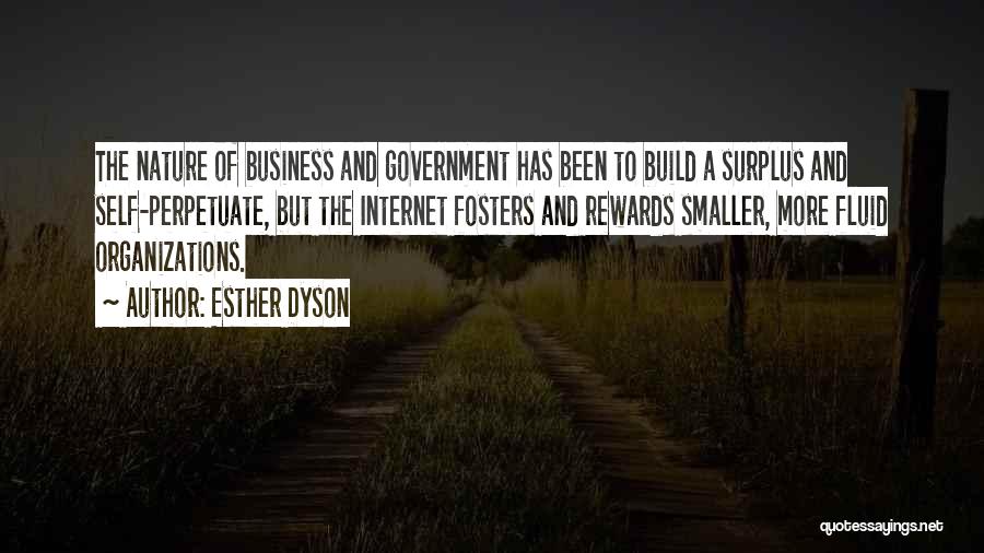 Esther Dyson Quotes: The Nature Of Business And Government Has Been To Build A Surplus And Self-perpetuate, But The Internet Fosters And Rewards