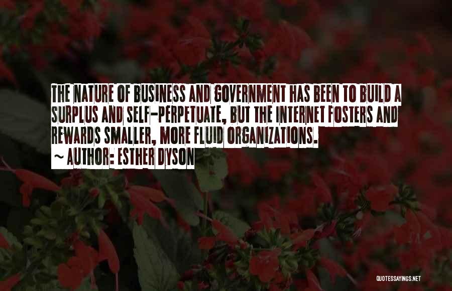 Esther Dyson Quotes: The Nature Of Business And Government Has Been To Build A Surplus And Self-perpetuate, But The Internet Fosters And Rewards