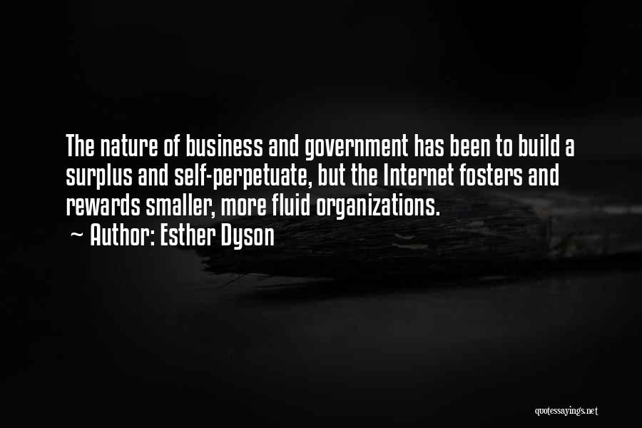 Esther Dyson Quotes: The Nature Of Business And Government Has Been To Build A Surplus And Self-perpetuate, But The Internet Fosters And Rewards