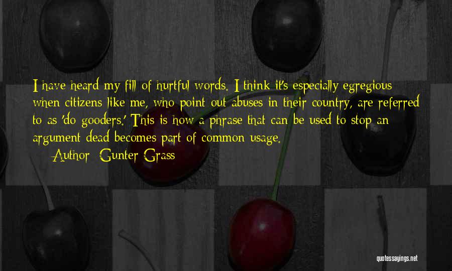 Gunter Grass Quotes: I Have Heard My Fill Of Hurtful Words. I Think It's Especially Egregious When Citizens Like Me, Who Point Out