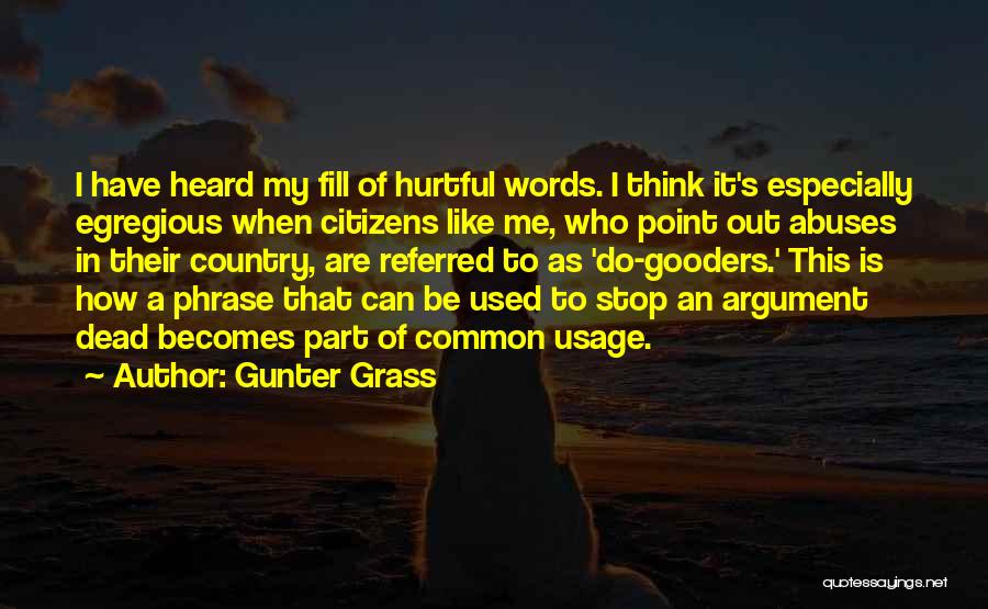 Gunter Grass Quotes: I Have Heard My Fill Of Hurtful Words. I Think It's Especially Egregious When Citizens Like Me, Who Point Out