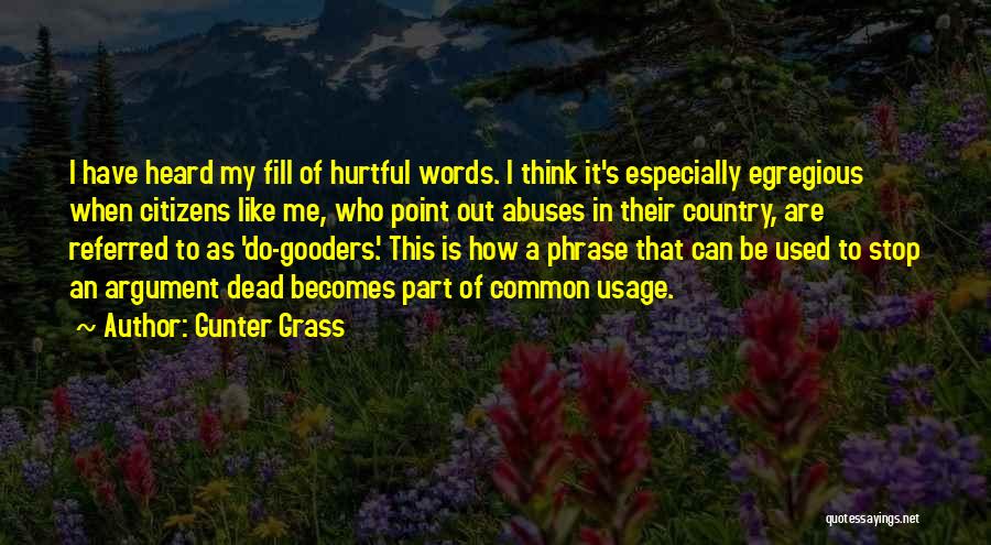 Gunter Grass Quotes: I Have Heard My Fill Of Hurtful Words. I Think It's Especially Egregious When Citizens Like Me, Who Point Out