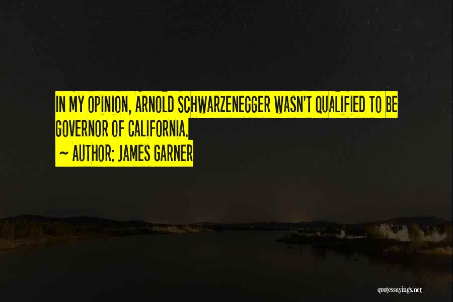 James Garner Quotes: In My Opinion, Arnold Schwarzenegger Wasn't Qualified To Be Governor Of California.