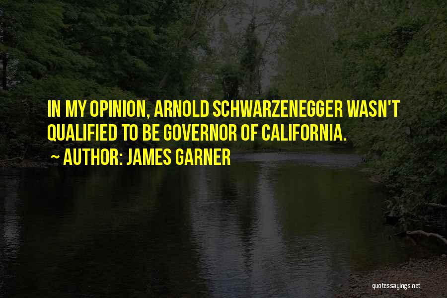 James Garner Quotes: In My Opinion, Arnold Schwarzenegger Wasn't Qualified To Be Governor Of California.