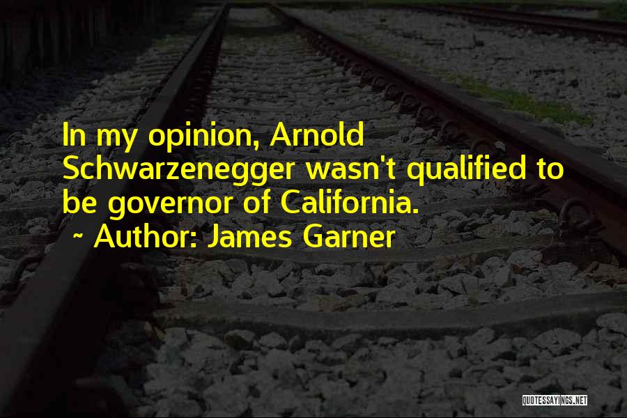 James Garner Quotes: In My Opinion, Arnold Schwarzenegger Wasn't Qualified To Be Governor Of California.