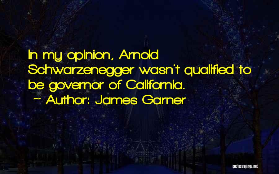 James Garner Quotes: In My Opinion, Arnold Schwarzenegger Wasn't Qualified To Be Governor Of California.