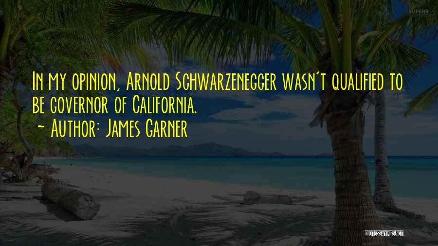 James Garner Quotes: In My Opinion, Arnold Schwarzenegger Wasn't Qualified To Be Governor Of California.