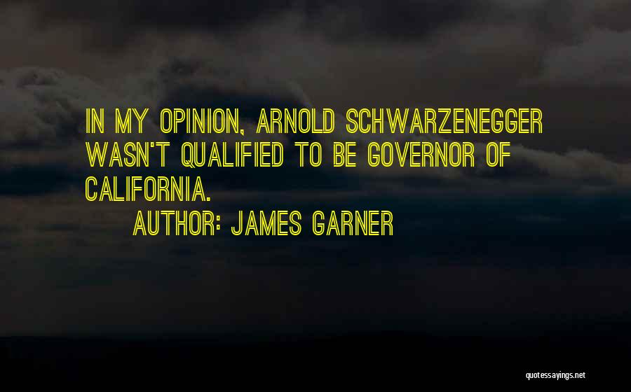 James Garner Quotes: In My Opinion, Arnold Schwarzenegger Wasn't Qualified To Be Governor Of California.