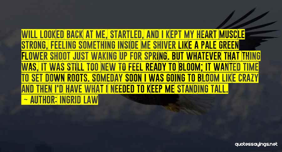 Ingrid Law Quotes: Will Looked Back At Me, Startled, And I Kept My Heart Muscle Strong, Feeling Something Inside Me Shiver Like A