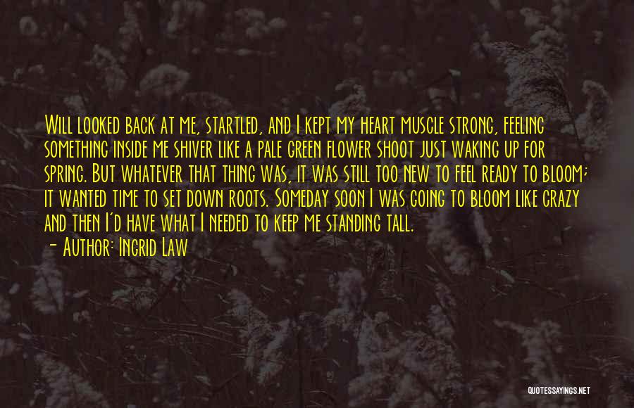 Ingrid Law Quotes: Will Looked Back At Me, Startled, And I Kept My Heart Muscle Strong, Feeling Something Inside Me Shiver Like A