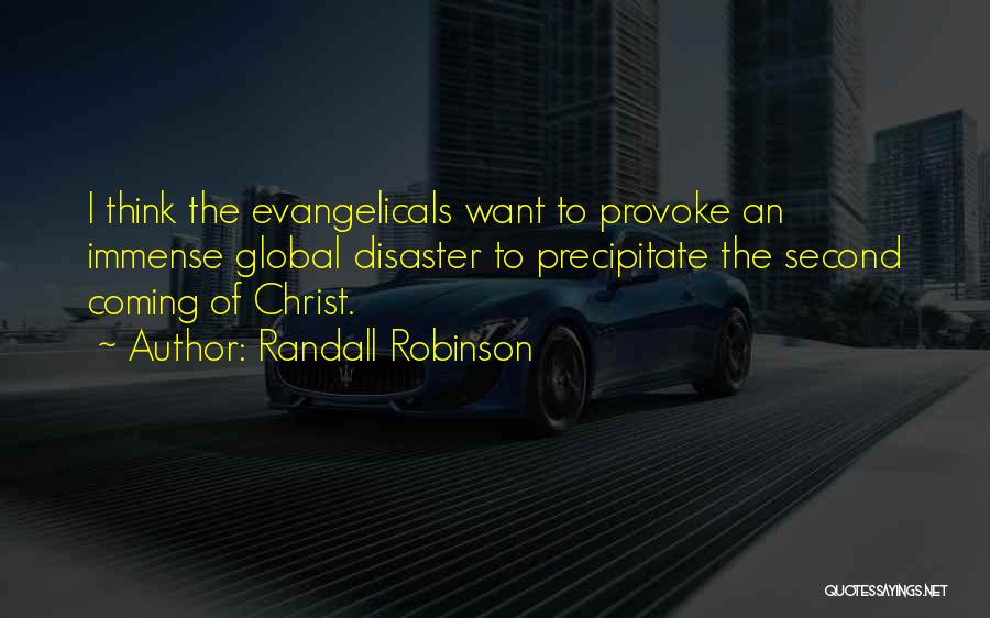 Randall Robinson Quotes: I Think The Evangelicals Want To Provoke An Immense Global Disaster To Precipitate The Second Coming Of Christ.