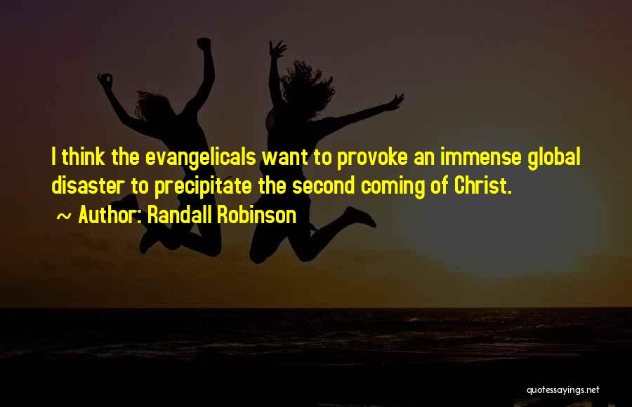 Randall Robinson Quotes: I Think The Evangelicals Want To Provoke An Immense Global Disaster To Precipitate The Second Coming Of Christ.