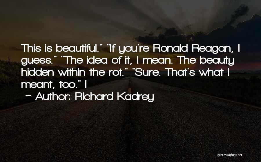 Richard Kadrey Quotes: This Is Beautiful. If You're Ronald Reagan, I Guess. The Idea Of It, I Mean. The Beauty Hidden Within The