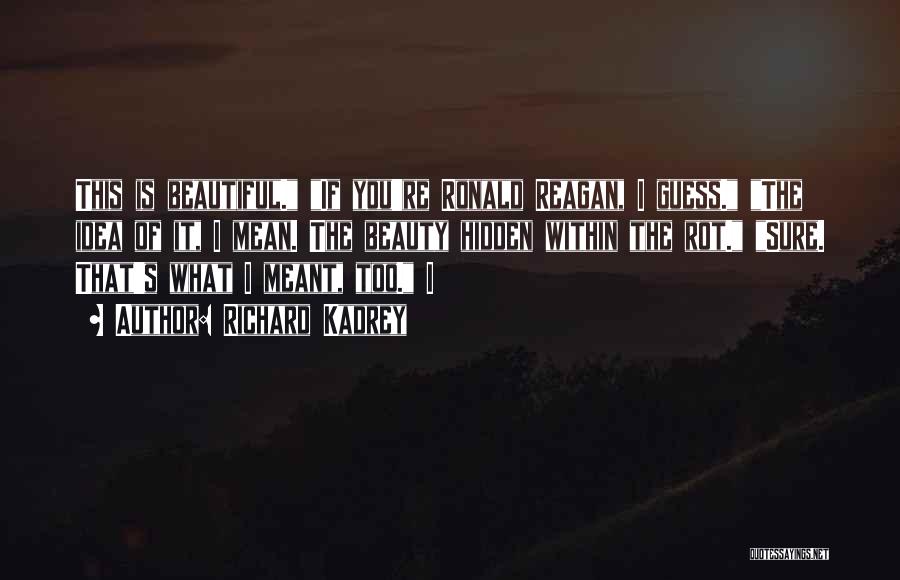 Richard Kadrey Quotes: This Is Beautiful. If You're Ronald Reagan, I Guess. The Idea Of It, I Mean. The Beauty Hidden Within The