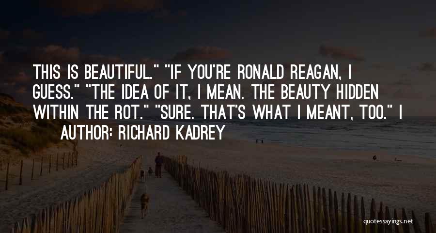 Richard Kadrey Quotes: This Is Beautiful. If You're Ronald Reagan, I Guess. The Idea Of It, I Mean. The Beauty Hidden Within The