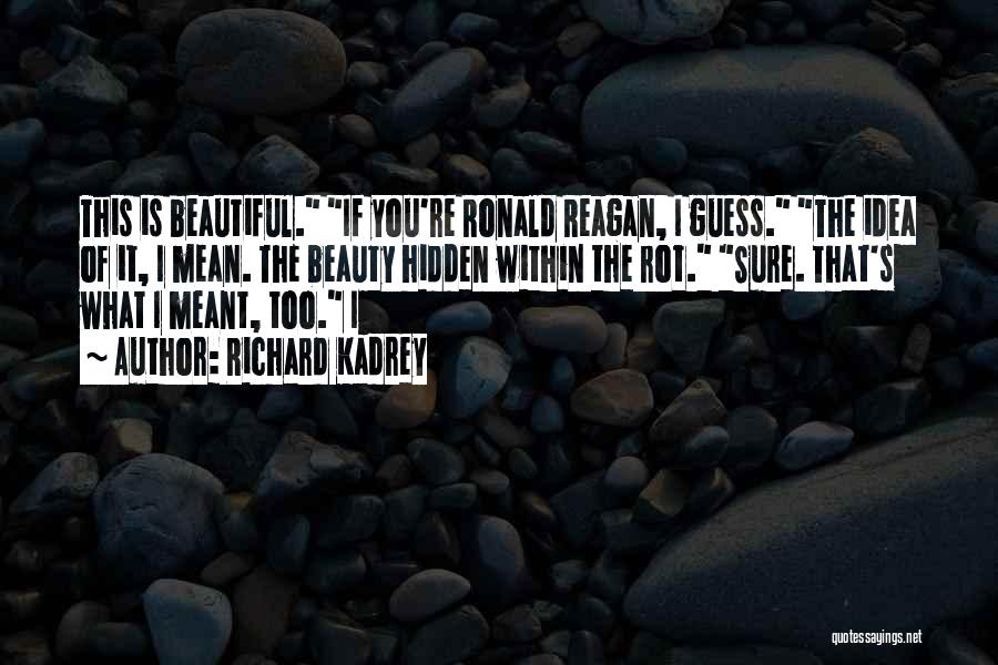 Richard Kadrey Quotes: This Is Beautiful. If You're Ronald Reagan, I Guess. The Idea Of It, I Mean. The Beauty Hidden Within The