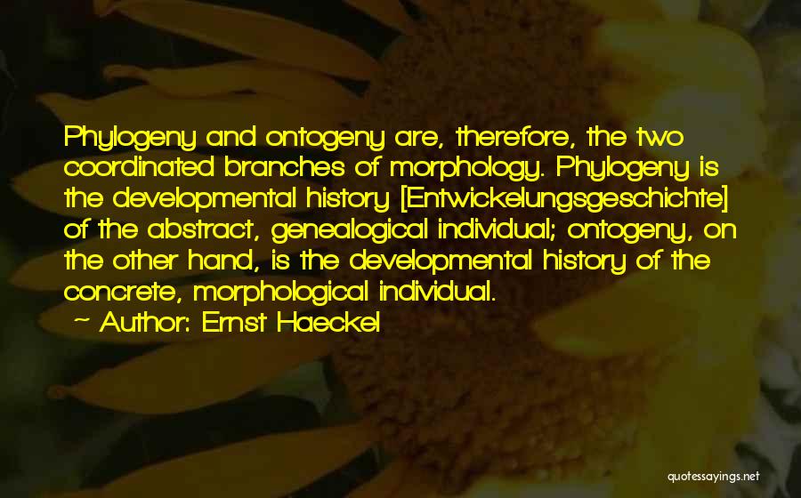 Ernst Haeckel Quotes: Phylogeny And Ontogeny Are, Therefore, The Two Coordinated Branches Of Morphology. Phylogeny Is The Developmental History [entwickelungsgeschichte] Of The Abstract,