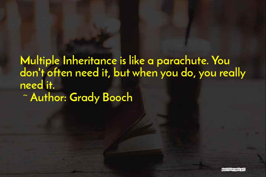 Grady Booch Quotes: Multiple Inheritance Is Like A Parachute. You Don't Often Need It, But When You Do, You Really Need It.