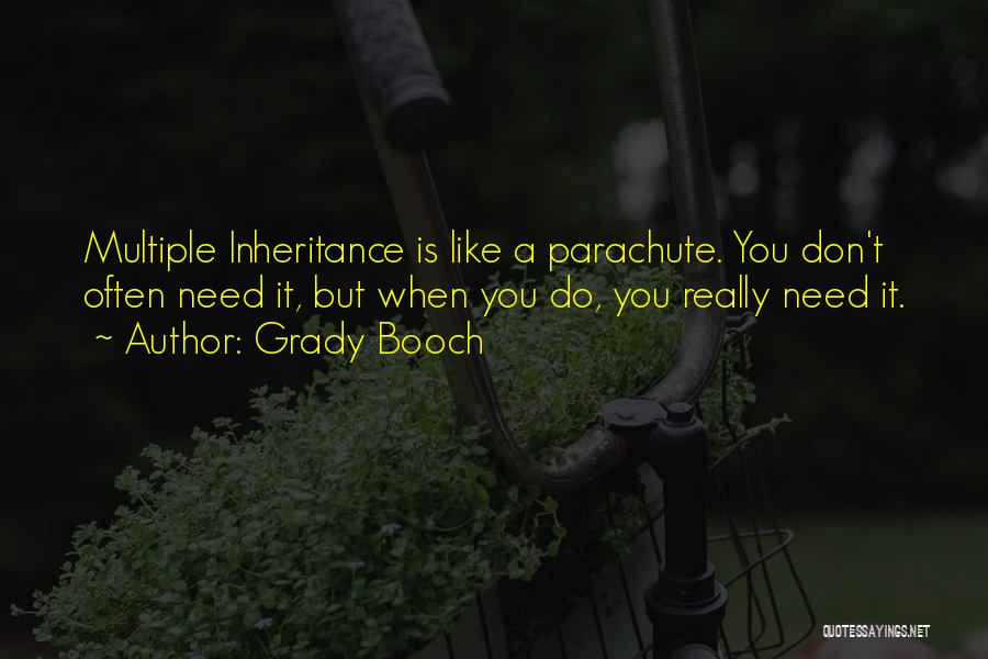 Grady Booch Quotes: Multiple Inheritance Is Like A Parachute. You Don't Often Need It, But When You Do, You Really Need It.