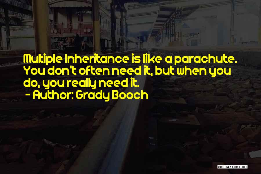 Grady Booch Quotes: Multiple Inheritance Is Like A Parachute. You Don't Often Need It, But When You Do, You Really Need It.