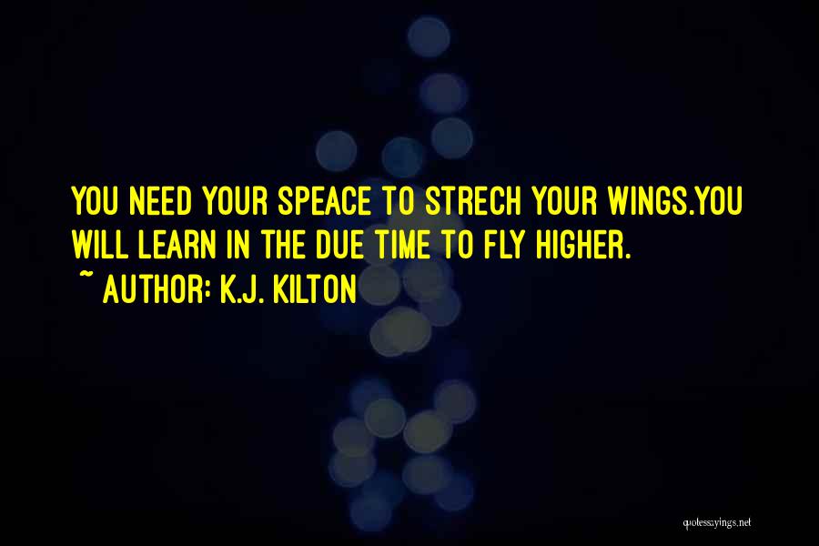 K.J. Kilton Quotes: You Need Your Speace To Strech Your Wings.you Will Learn In The Due Time To Fly Higher.