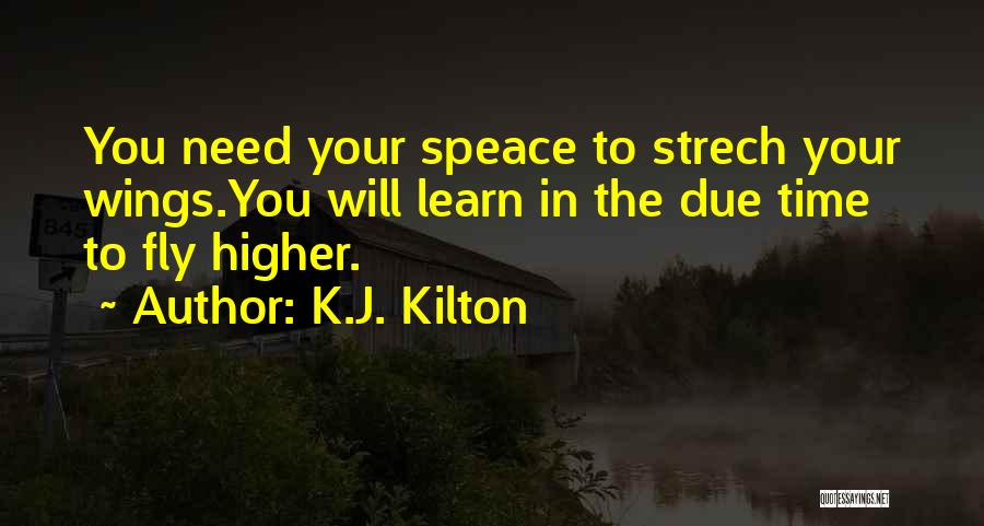 K.J. Kilton Quotes: You Need Your Speace To Strech Your Wings.you Will Learn In The Due Time To Fly Higher.